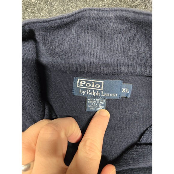 Polo Ralph Lauren Estate Rib Quarter Zip Pullover Sweater Mens XL Navy Blue‎ - Picture 4 of 6